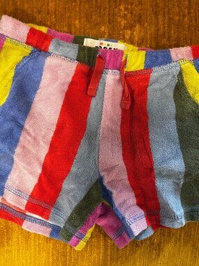 Mini Boden terry towelling cotton Rainbow stripe Shorts